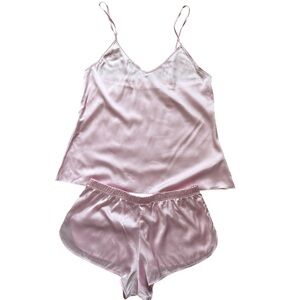 Ekouaer women satin pajamas set, color pink, size S